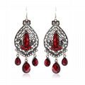 women crystal metal flower dangling chandelier earrings 3