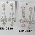 women crystal metal flower dangling chandelier earrings 5