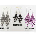 women crystal metal flower dangling chandelier earrings 9