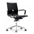 black vinyl PU leather Ribbed mid back swivel office Chair 1