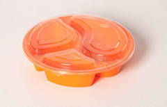 838 round three compartments plastic food box