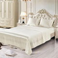 satin silk fitted flat bed sheet set 4pcs 4pcs solid color Bedding set  1