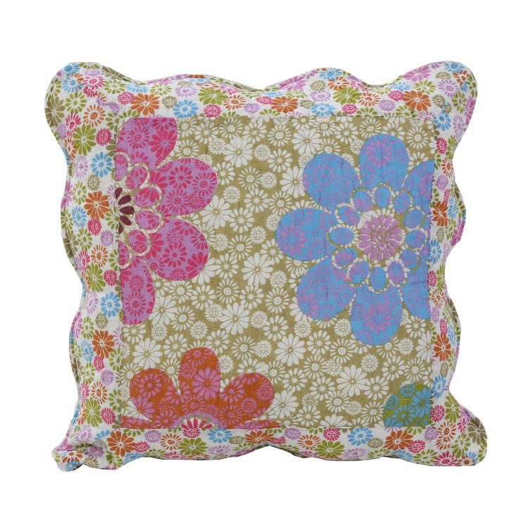 Pastoral Cotton Quilted Pillowcase Flower Cushion Cover Throw Pillow Cover 2