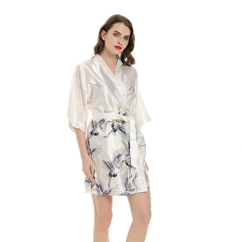 Satin Kimono Bathrobe Women Bride Bridesmaid Wedding Robe Dress Gown Sleepwear  5