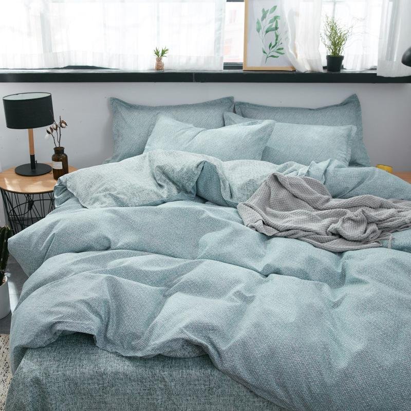 4pcs Bedding Sets Aloe Cotton Gray Brief Style Duvet Cover Flat Bed Sheet  5
