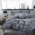 4pcs Bedding Sets Aloe Cotton Gray Brief Style Duvet Cover Flat Bed Sheet  3