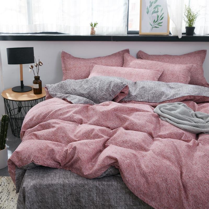 4pcs Bedding Sets Aloe Cotton Gray Brief Style Duvet Cover Flat Bed Sheet  2