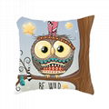 Lovely Cushion Cover Polyester Cotton Cartoon Owl Printed Pillow Cover 4