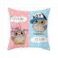 Lovely Cushion Cover Polyester Cotton Cartoon Owl Printed Pillow Cover 2
