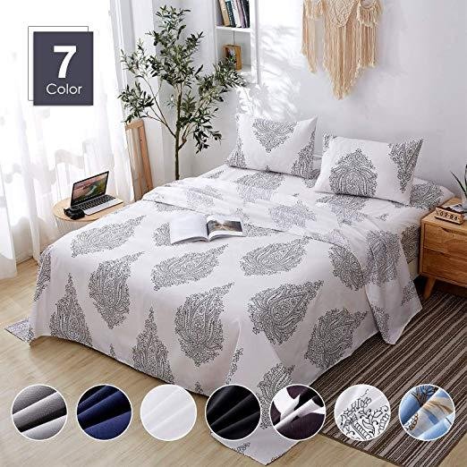 4 Piece Brushed Microfiber Bed Sheet Set Hypoallergenic Easy to Care