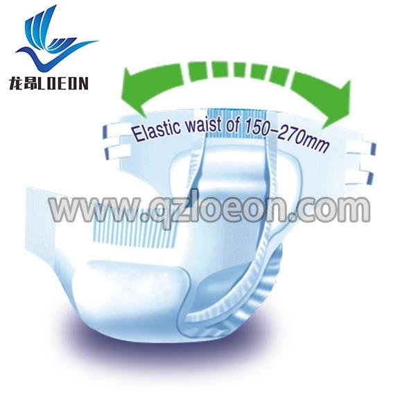 Adult diaper with elastic waist