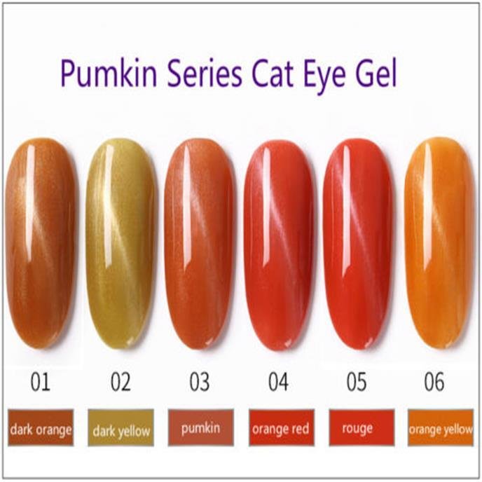 3D Cat Eye Soak Off Nail Gel Polish UV Gel Pumpkin Series Healthy Manicure