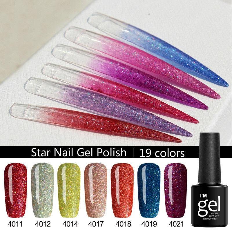 Starry Sky Nail UV Gel Polish Glitter Soak Off Natural Resin 8ML Nail Art  2