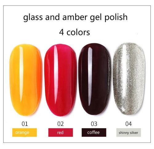 Glass Amber Nail Gel Polish Soak Off UV Painting Gel Gradual Changing Nail Art 2