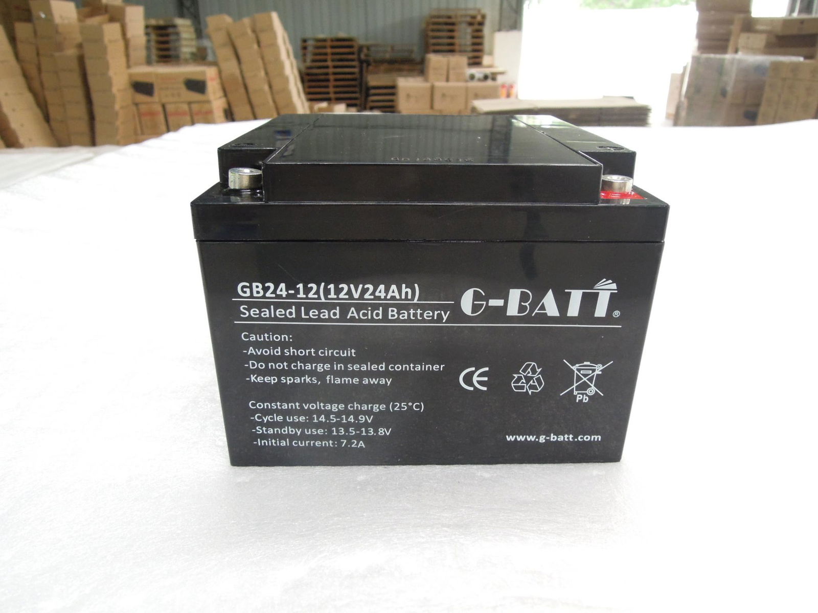 Sealed rechargeable lead-acid battery with 12V24Ah