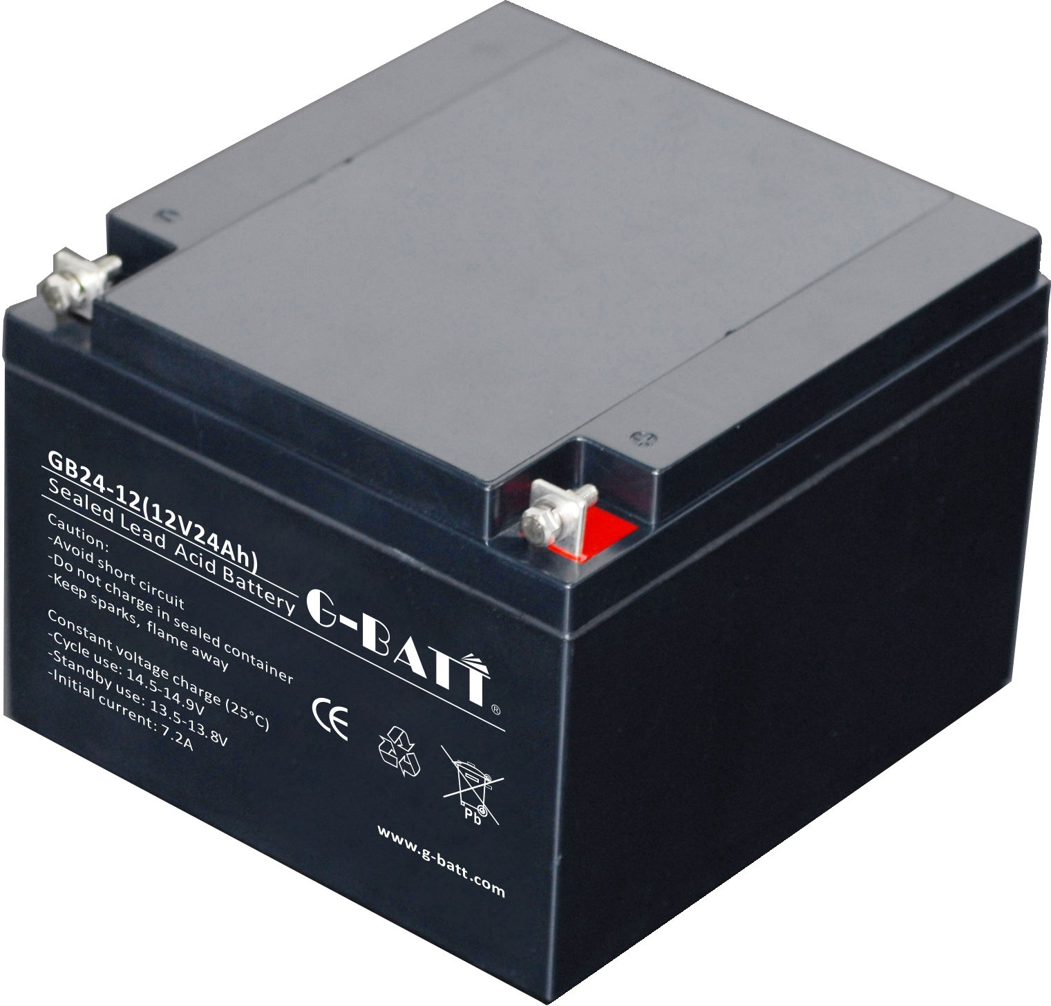 Sealed rechargeable lead-acid battery with 12V24Ah 2