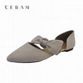 lady suede pumps bowknot elastic fashion flats