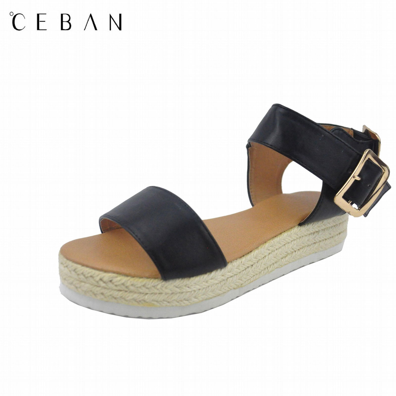 women platform sandals jute outsole big buckle fashion casual comfortable shoes