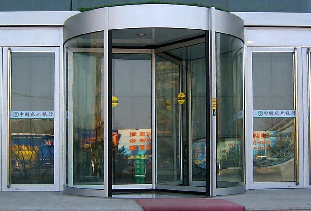  High quality gold color automatic revolving stainless steel hotel door