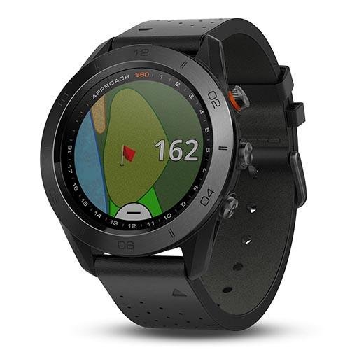 Garmin Approach S60 Golf Watch w/ Touch Screen & Black Leather Band   1