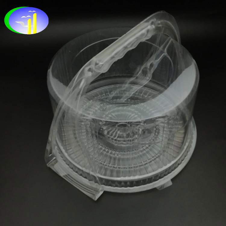 New design universal birthday cake clear PET container with handle 