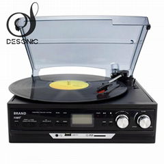 2019 classic vinyl record gramophone usb SD play&record &Cassette, AM FM radio