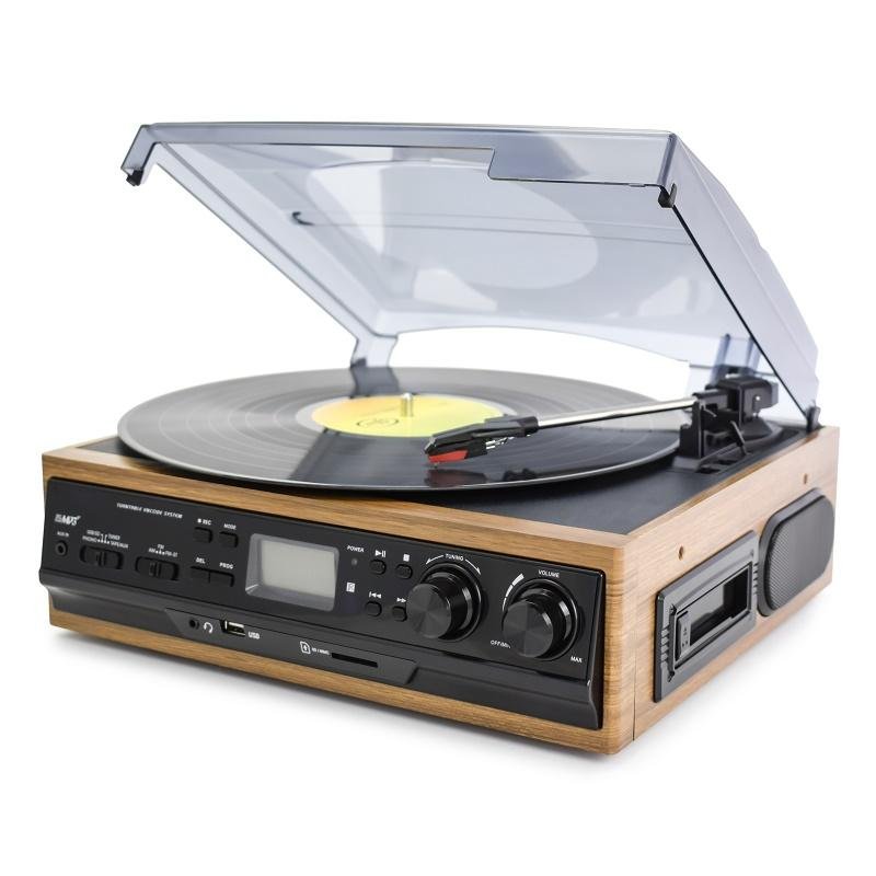 2019 classic vinyl record gramophone usb SD play&record &Cassette, AM FM radio 5
