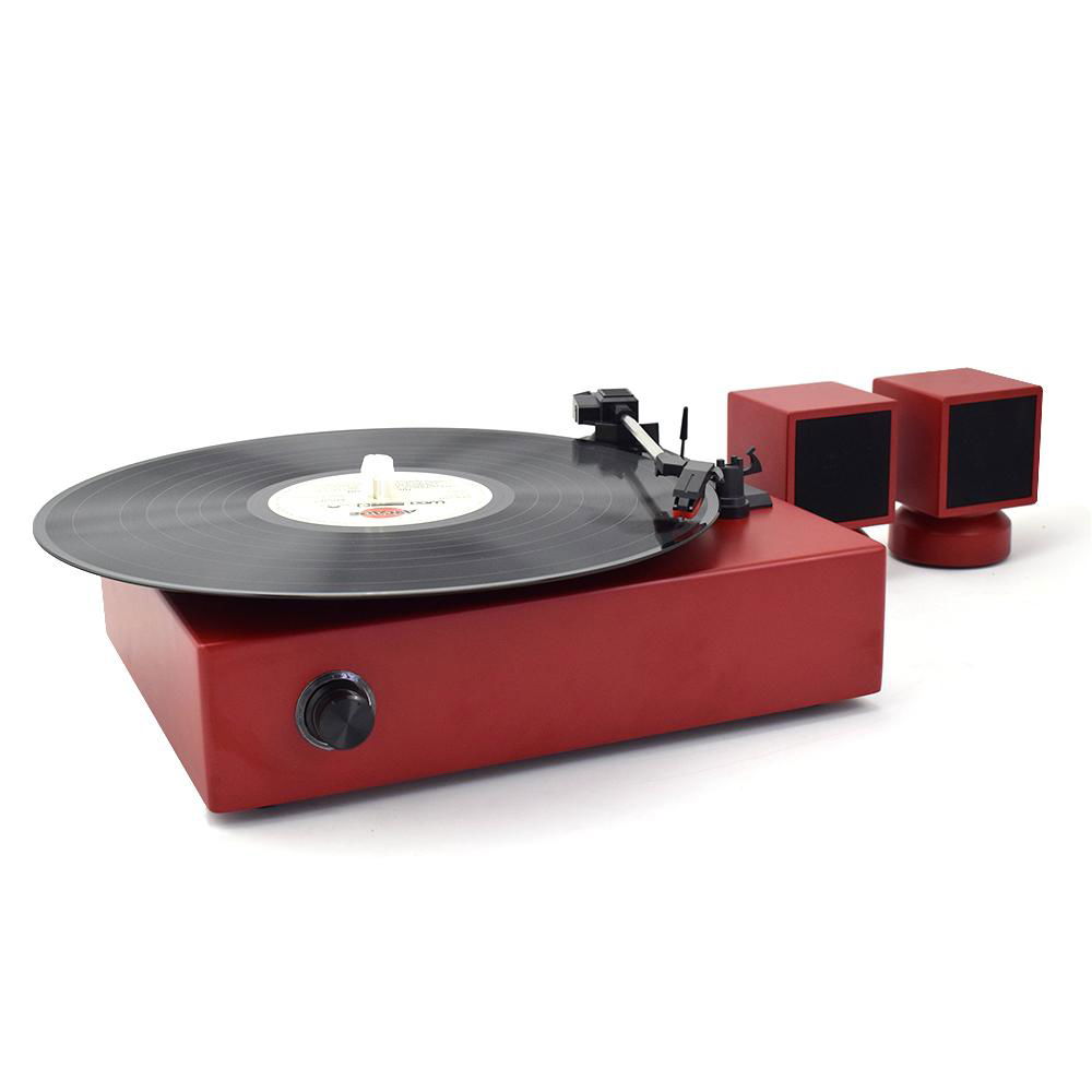 mini bluetooth gramophone record player vinyl turntable with external speakers 3