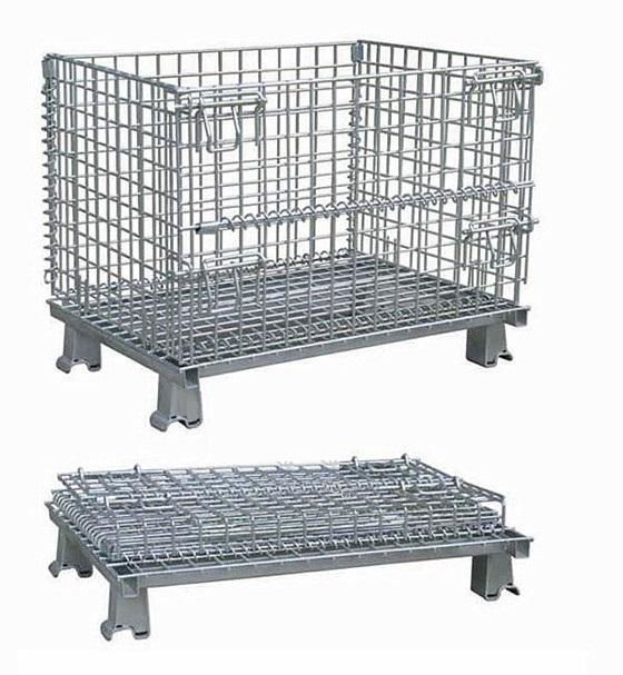 Foldable collapsible stackable wire mesh containers storage transportation cages