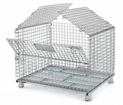 Foldable collapsible stackable wire mesh containers storage transportation cages