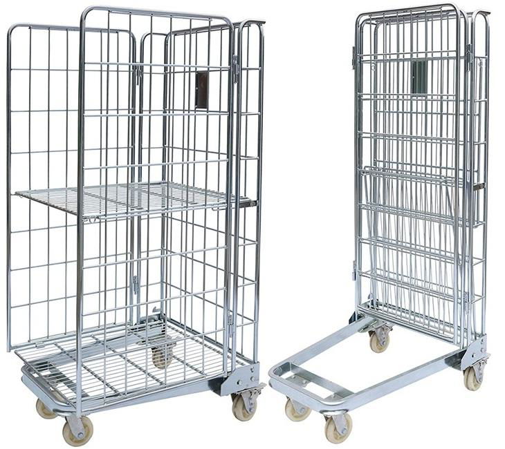 Foldable collapsible Roll Container Trolley Rolling Cage for logisic