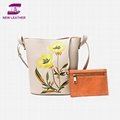 PU2184 Latest fashion women flower embroidery long shoulder bag with purses buck
