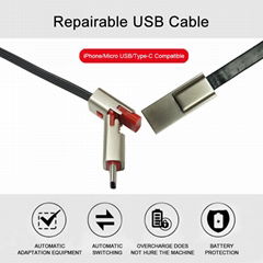 Zinc Alloy Repairable USB Charging & Data Cable for Type C