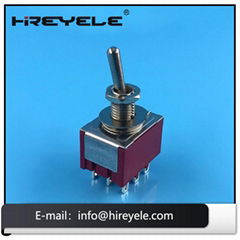 Mini Panel Mount ON-ON 3PDT 9Pin Red Toggle Switch