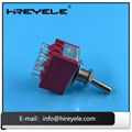 Mini Panel Mount ON-ON 3PDT 9Pin Red Toggle Switch 4