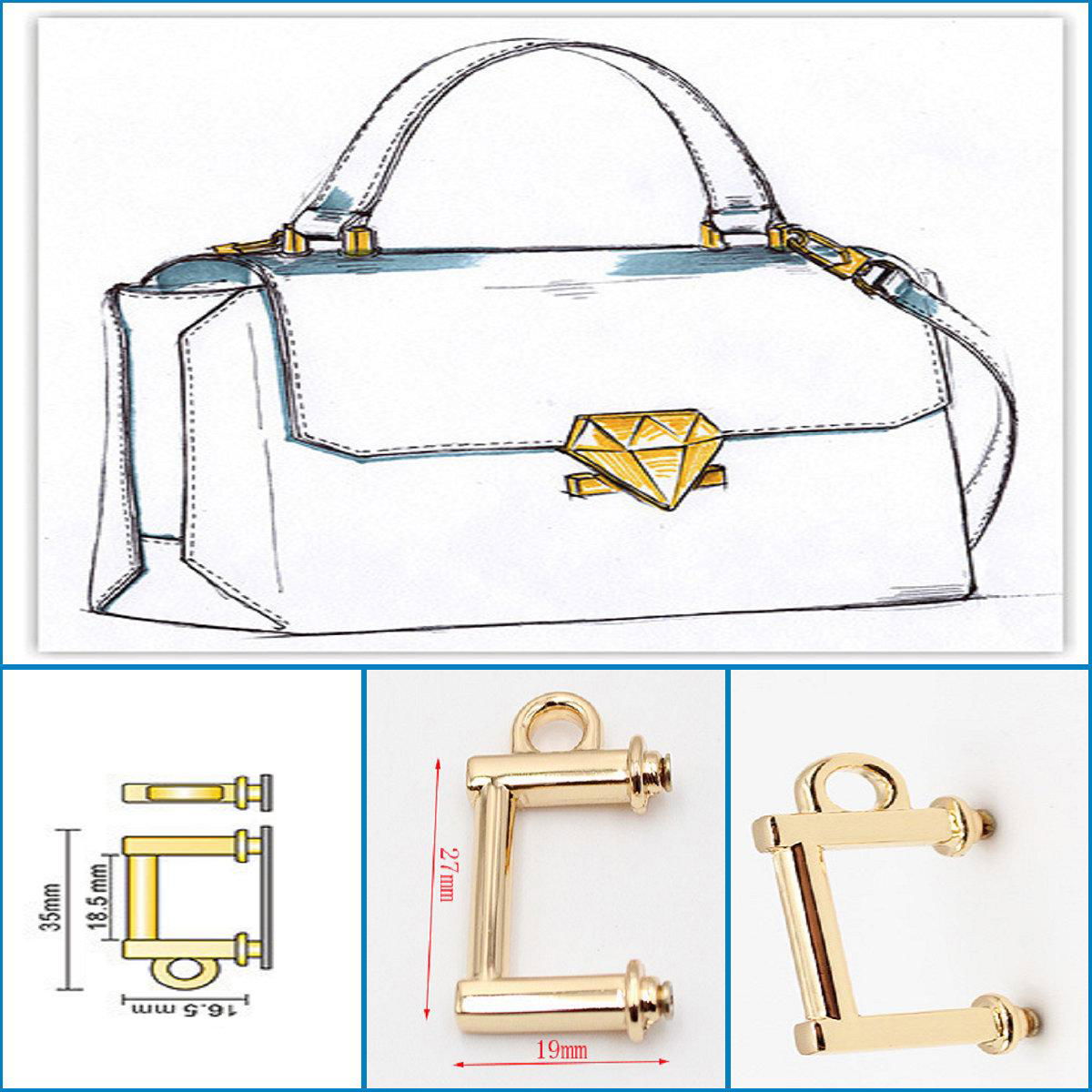 Mini Simple Shape Metal Bag Decorative Handle Hardware by Sale 5