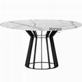 Black column metal holder black marble dining table top 2