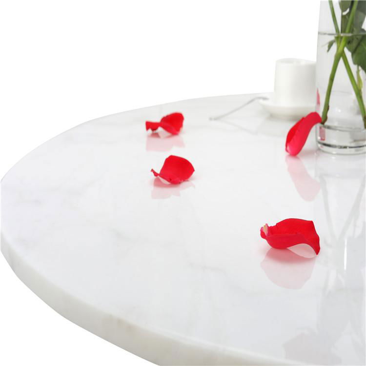 Wholesale cheap white marble table with high quality cast iron table base  5