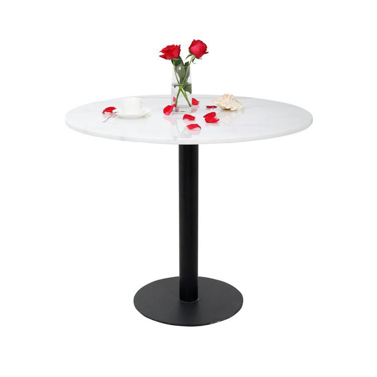 Wholesale cheap white marble table with high quality cast iron table base 