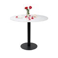 Wholesale cheap white marble table with high quality cast iron table base 