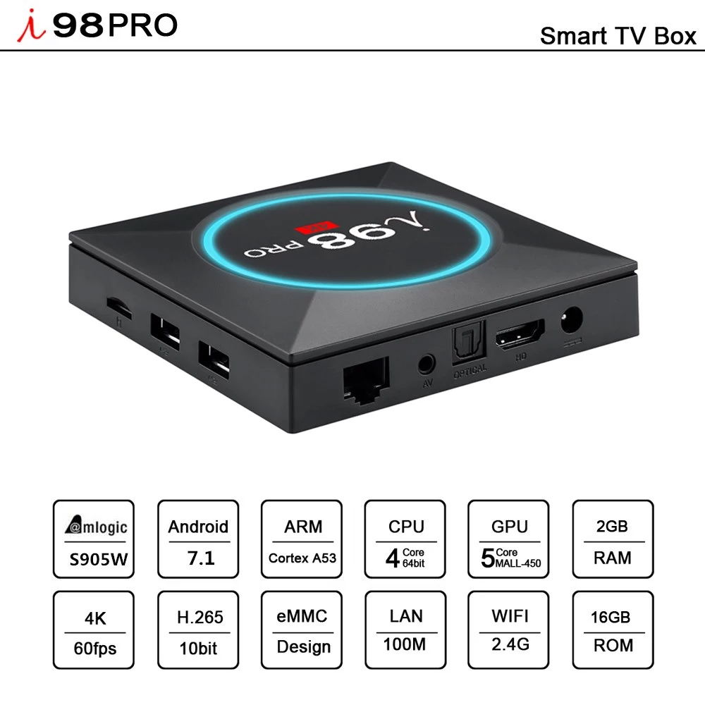 Best i98 4K Amlogic S905W Quad Core 1GB/8GB Ultra HD 4K tv media player 5