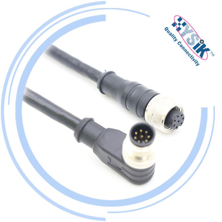 Ethernet M12 cable A-coding 8 Pin male to female cable connector - 12A