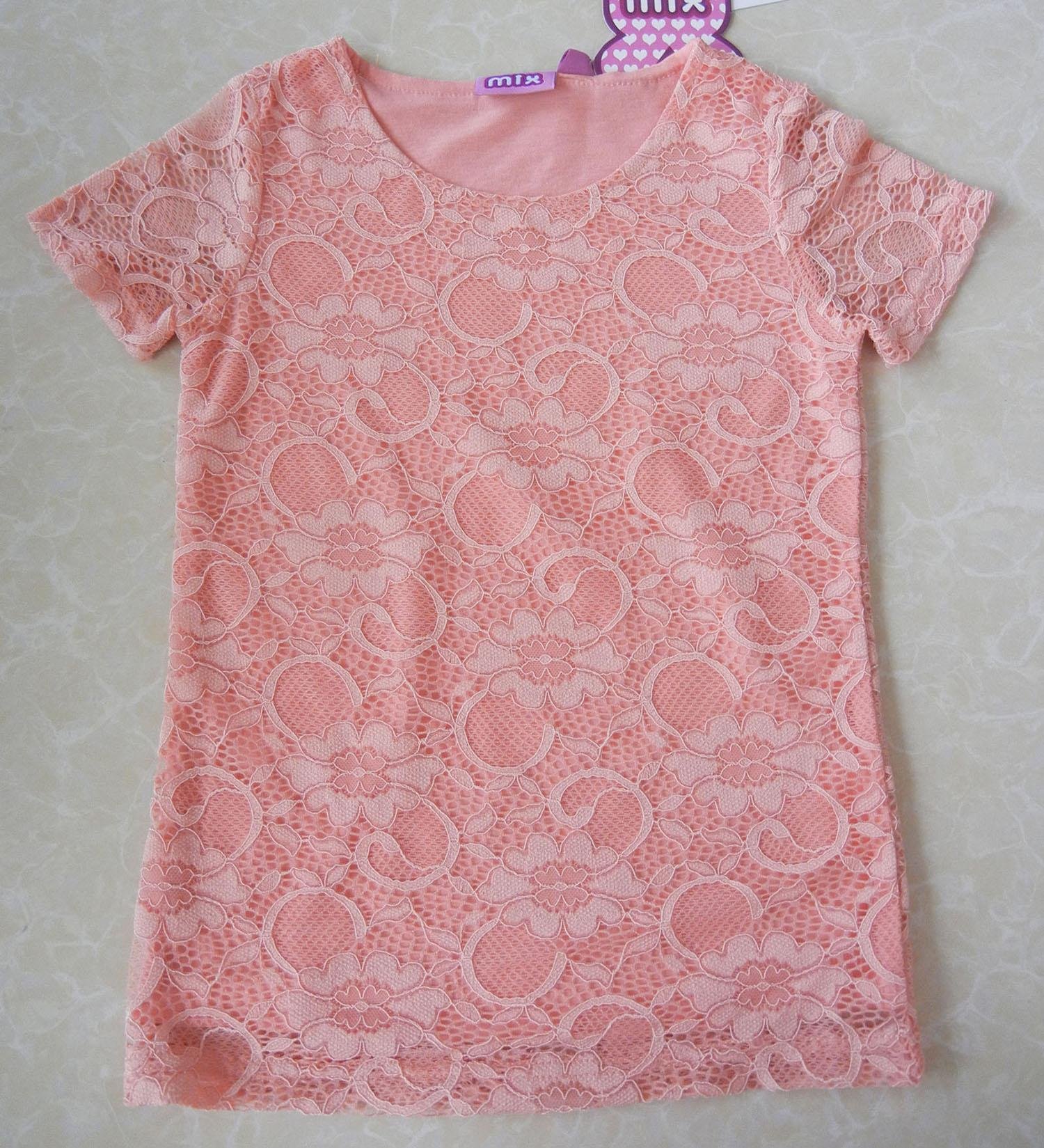 GIRL'S POLYESTER LACE JERSEY TOP