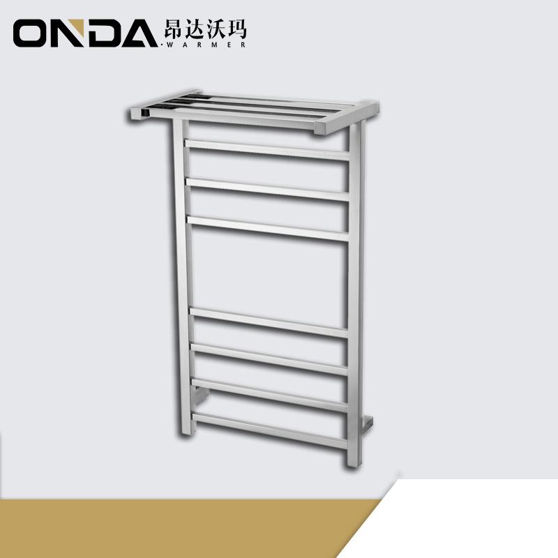 heataed towel rack with shelf