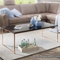 hot sale gold clear tempered glass coffee table end table for living room