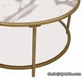 Chromed Gold Finish Metal Glass Round Coffee Table