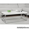 Coffee Table Glossy White With Chrome Metal 