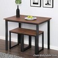 Modern Wood 3 Piece Dining Set Dining Table with Two Stools Home Kitchen Breakfa