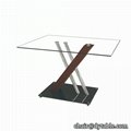 modern designer metal frame black glass stainless steel dinner table set