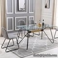 China suppliers dining room furniture glass stainless steel dining table,